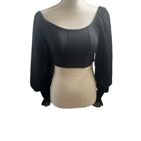Urban Outfitters Tops - Urban Outfitters Gorgeous Black Top with Shear Gorgeous Detail Sleeves Small